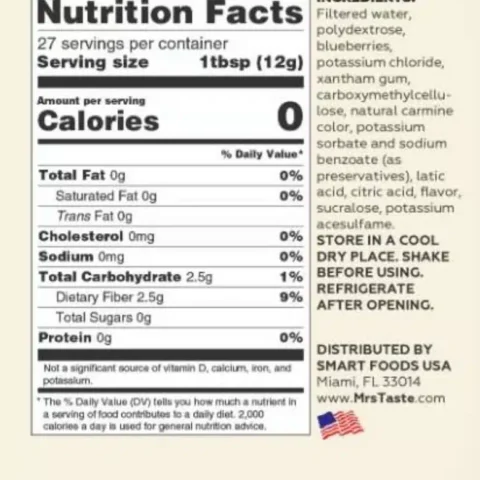 Mr-taste-blueberry-nutrition-facts